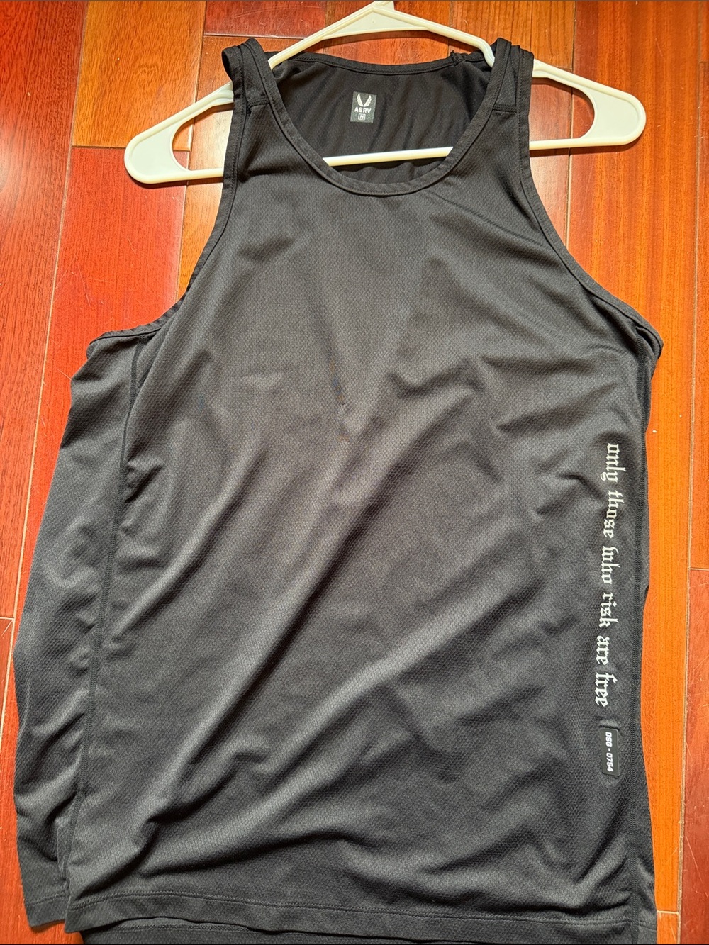ASRV Black Men's Performance Tank Top with Side Script
